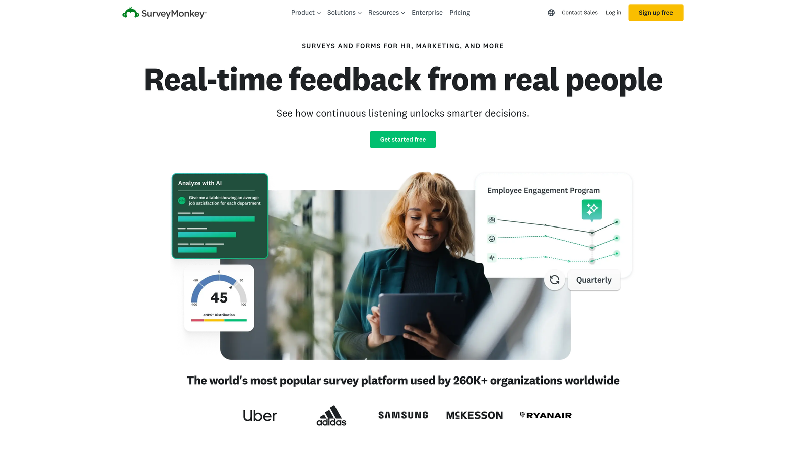 Screenshot of SurveyMonkey website