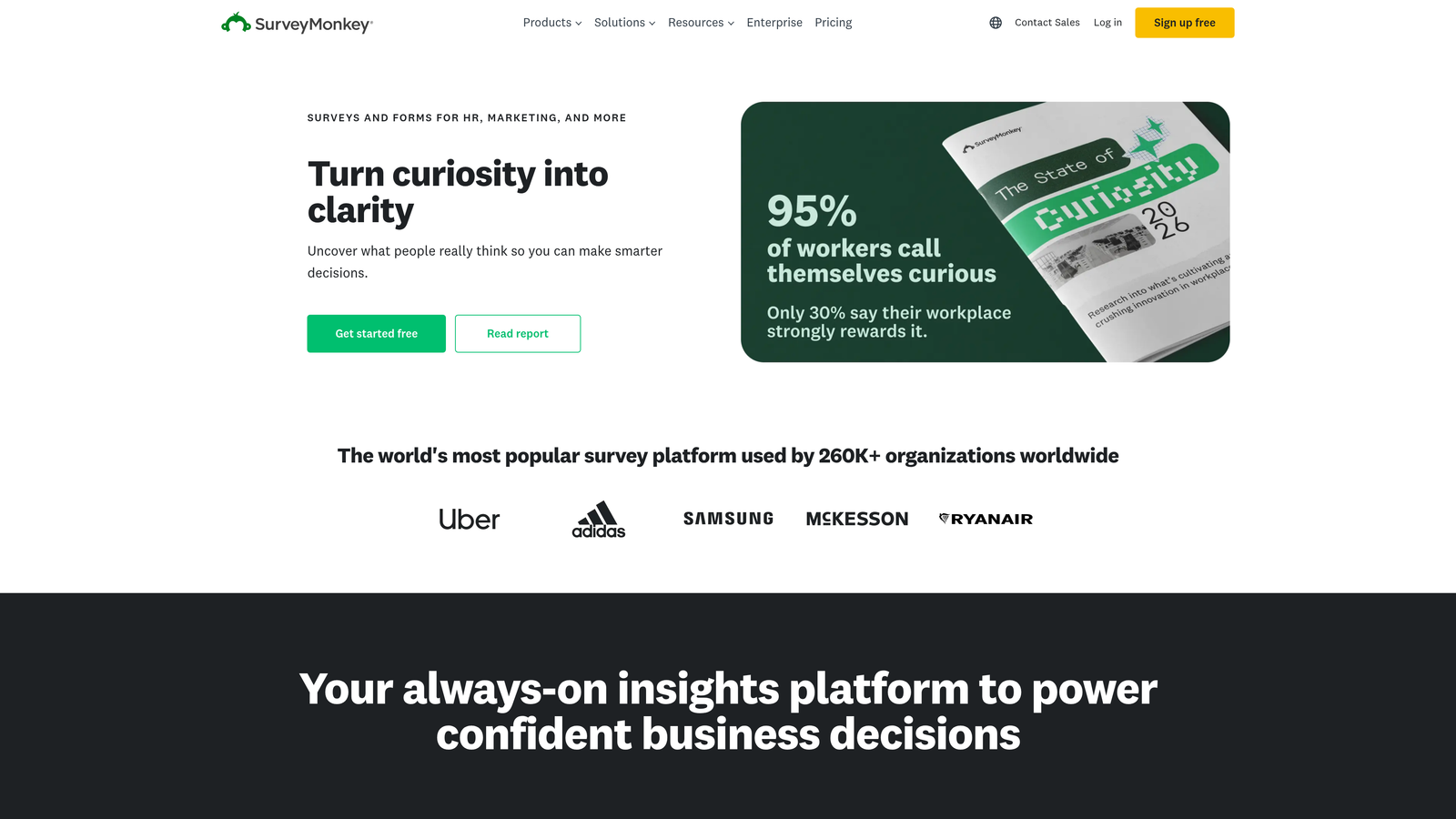 Screenshot of SurveyMonkey website