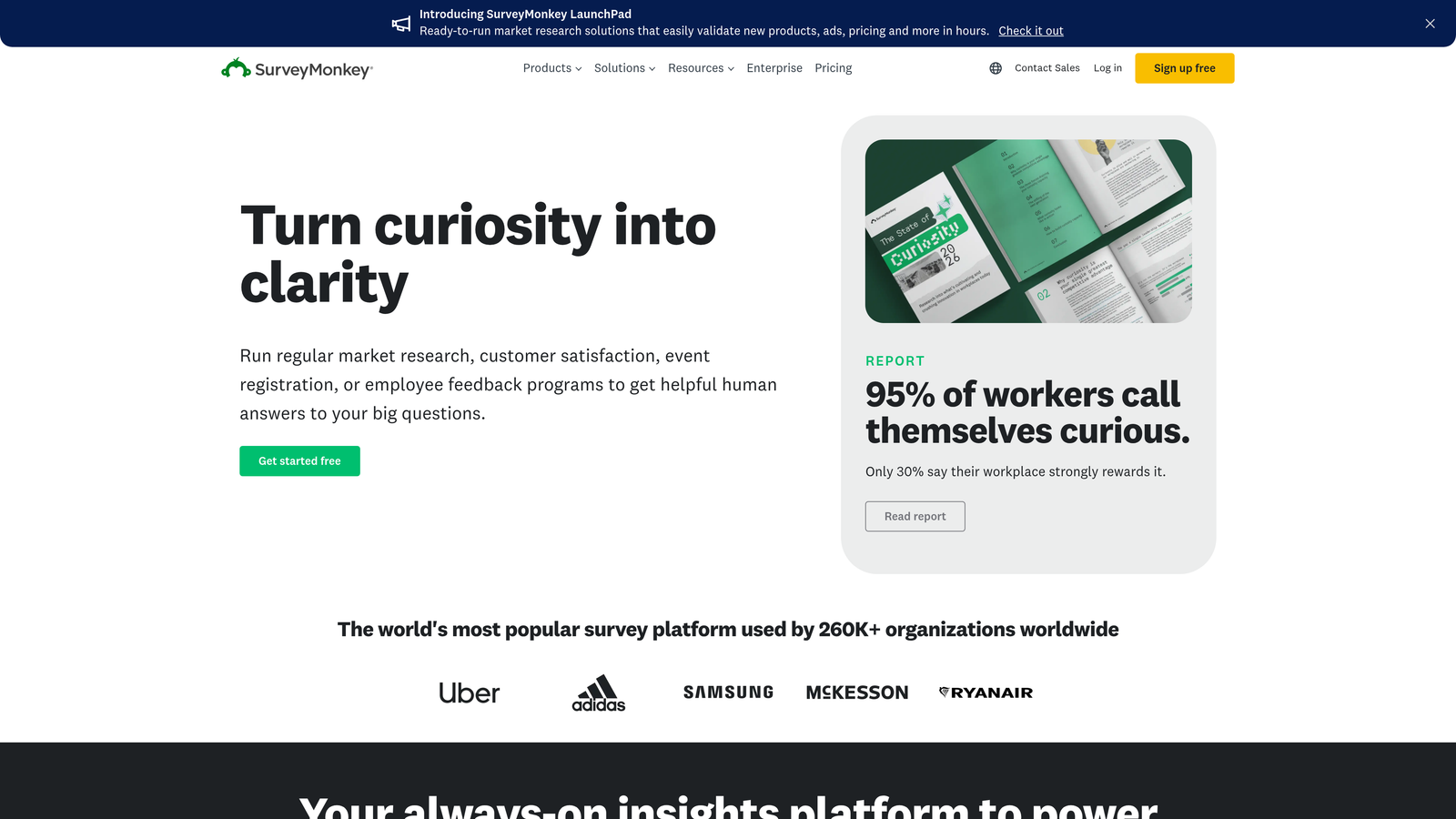 Screenshot of SurveyMonkey website