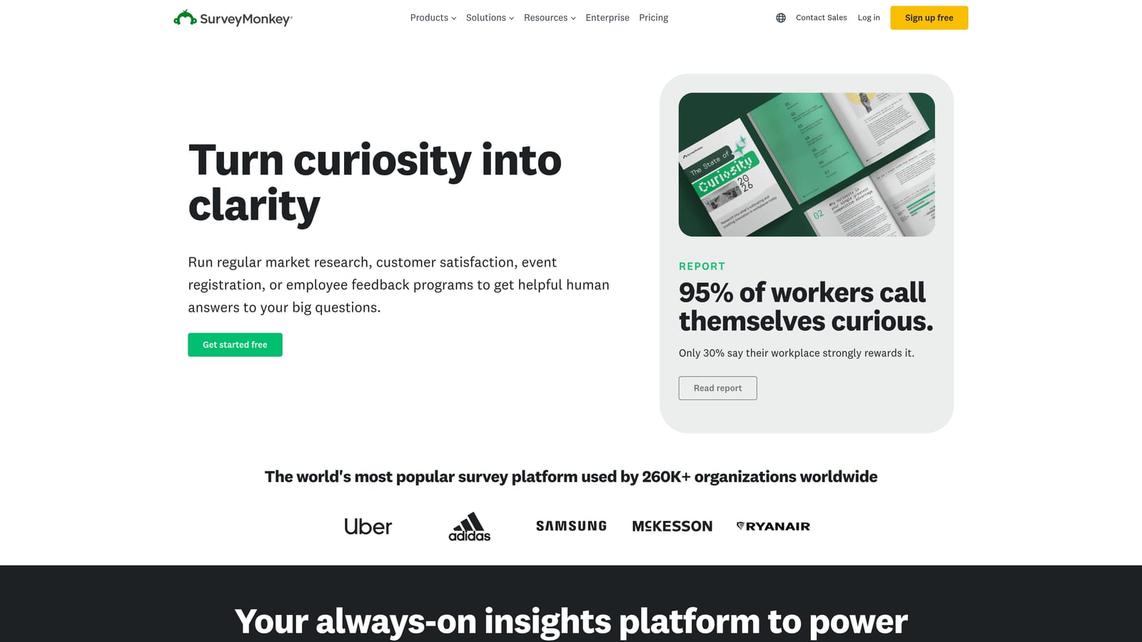 Screenshot of SurveyMonkey website