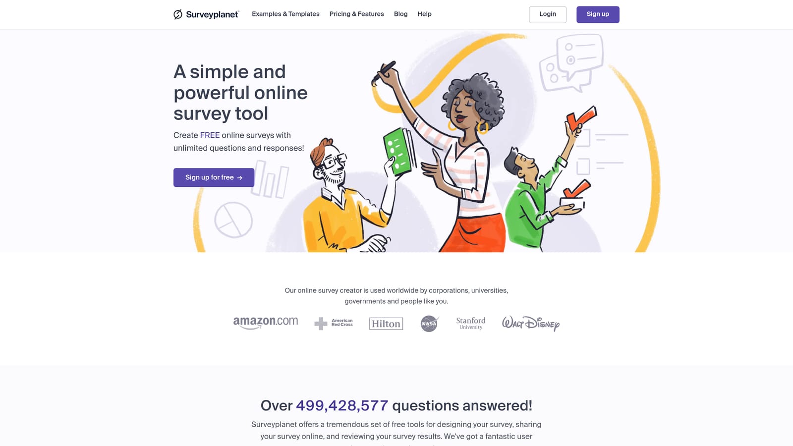 Screenshot of SurveyPlanet website