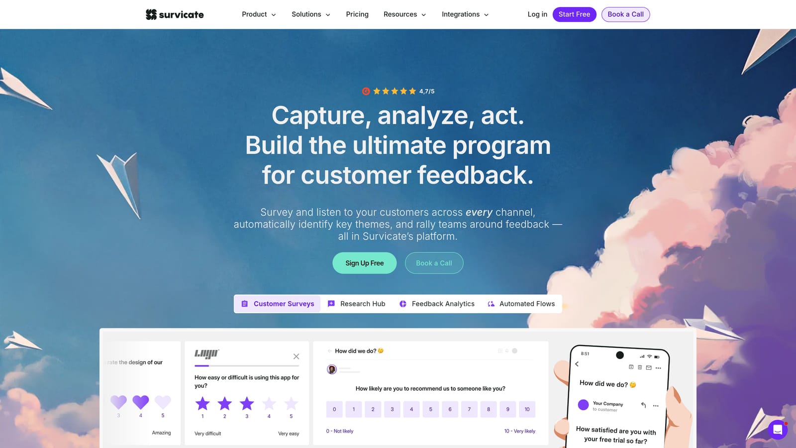 Screenshot of Survicate website