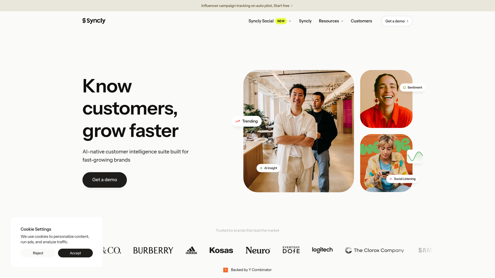 Screenshot of Syncly website
