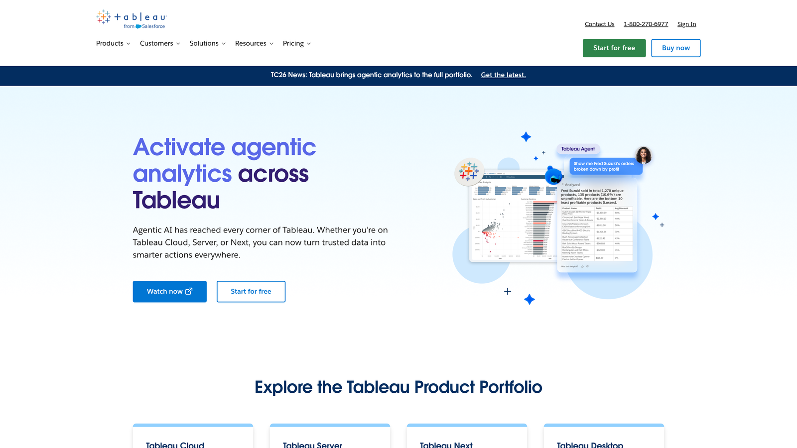 Screenshot of Tableau website