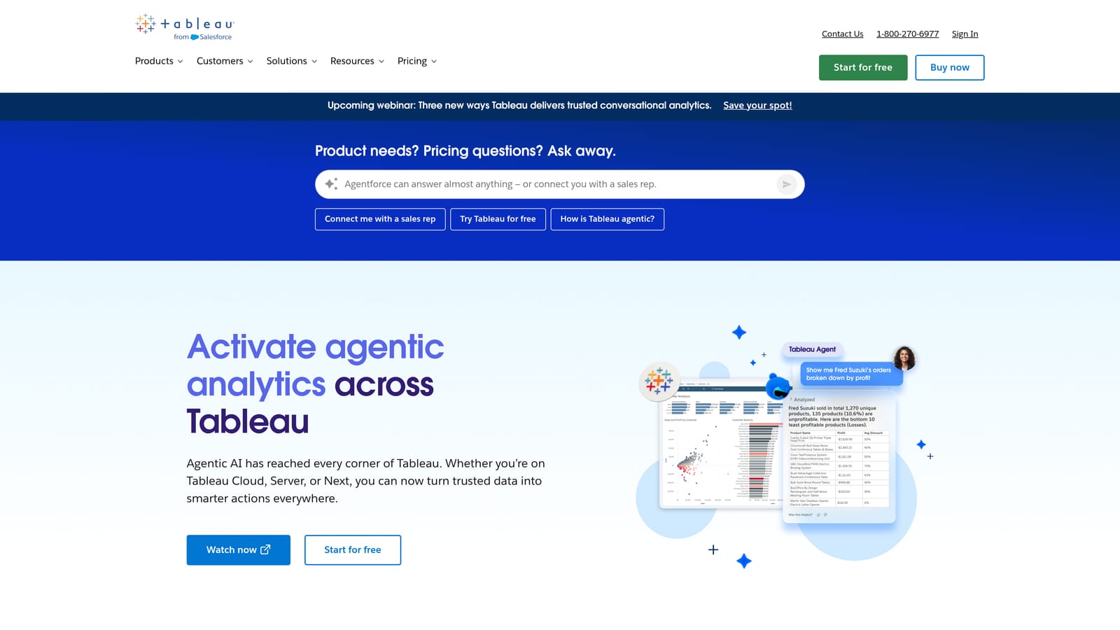 Screenshot of Tableau website