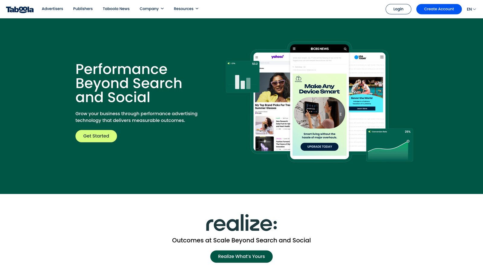 Screenshot of Taboola website