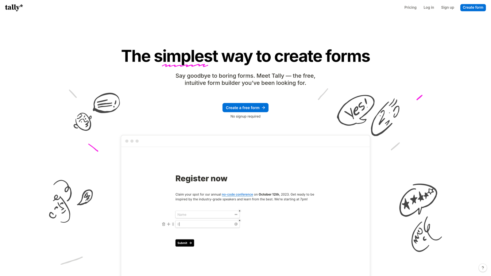 Screenshot of Tally website