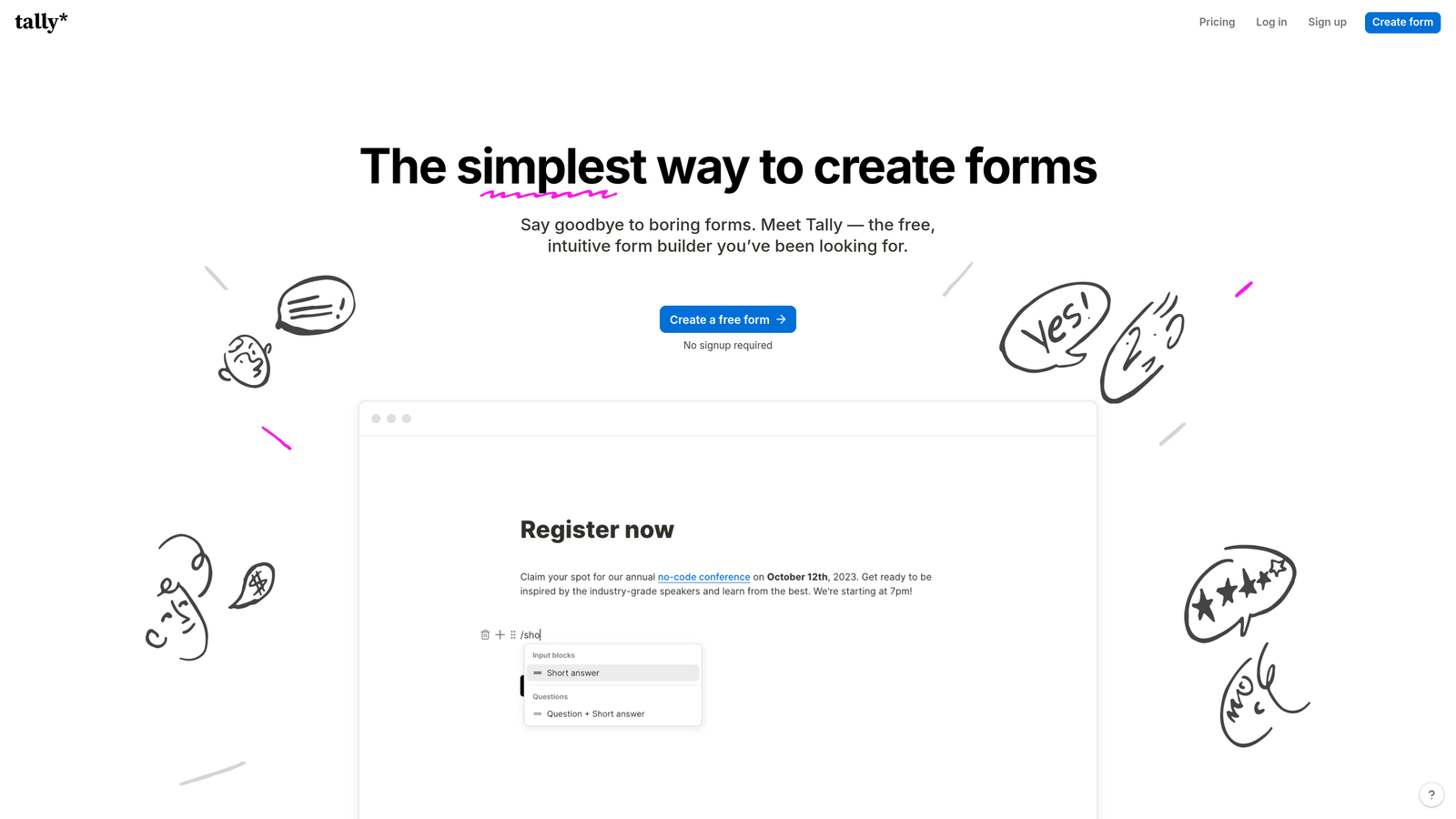Screenshot of Tally website
