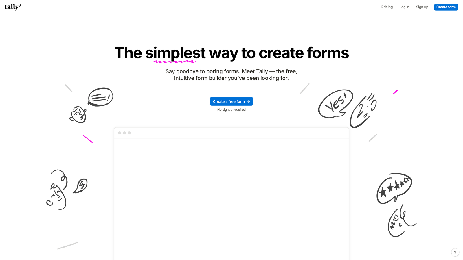 Screenshot of Tally website