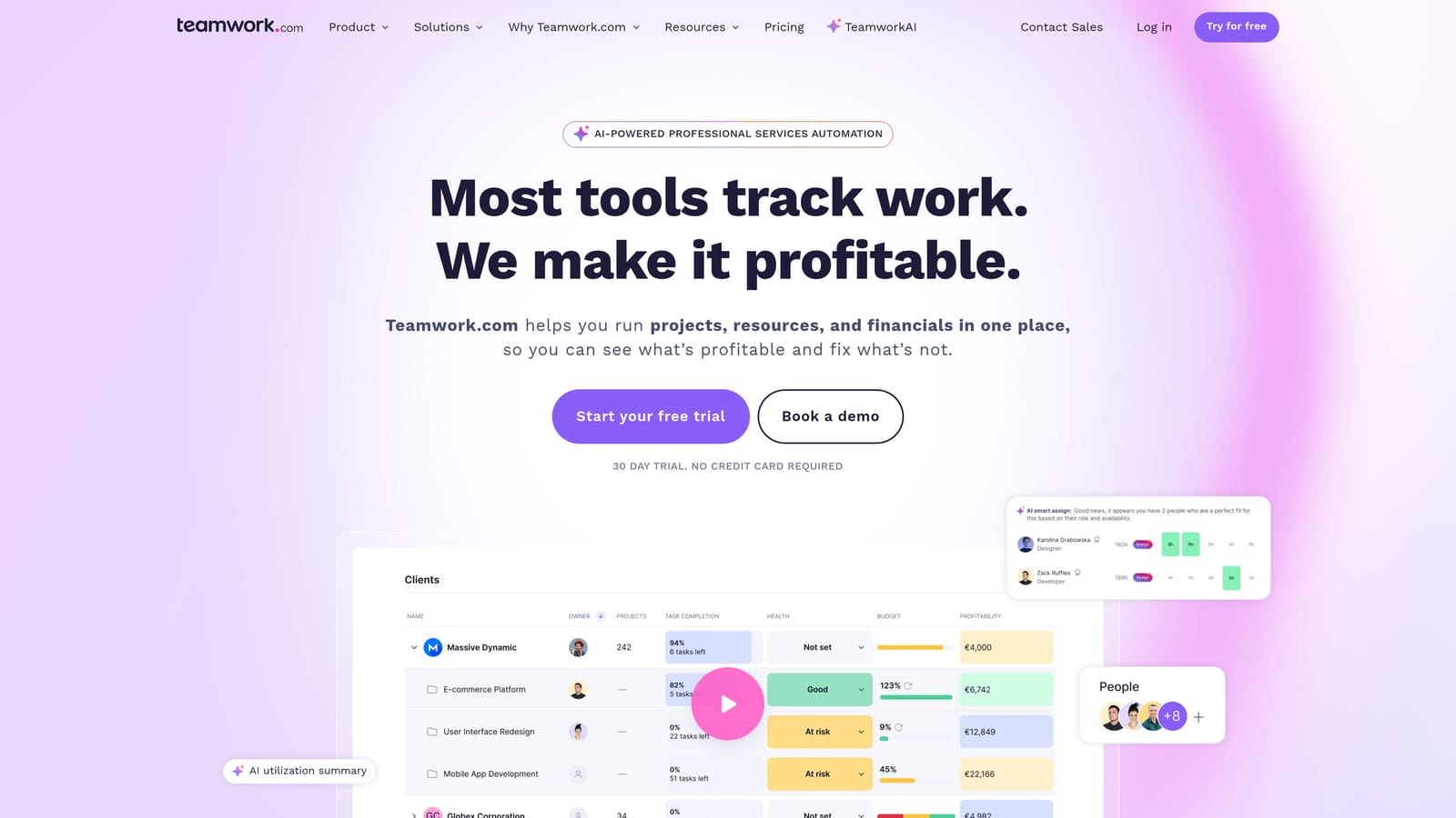Screenshot of Teamwork website