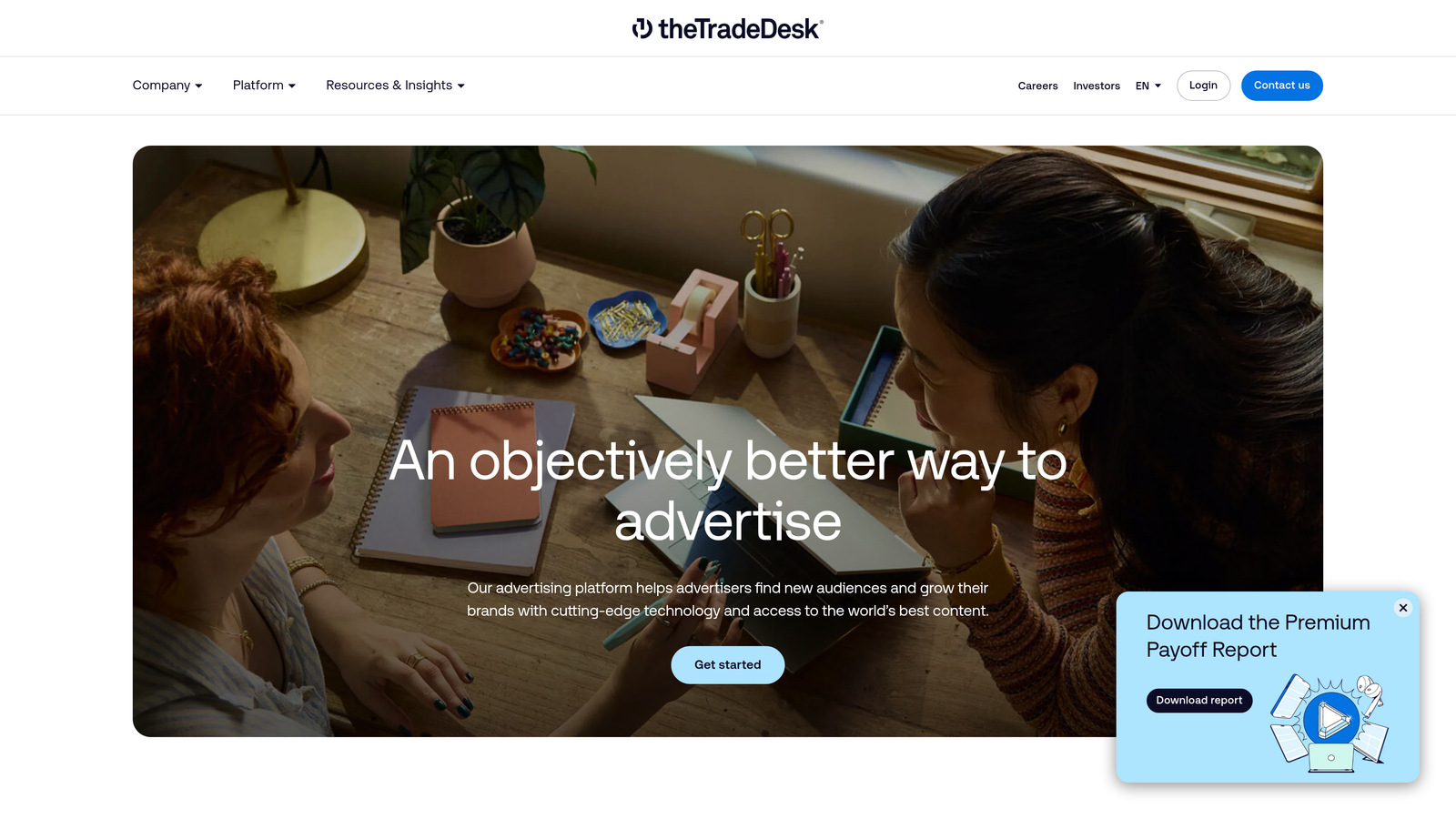 Screenshot of The Trade Desk website homepage