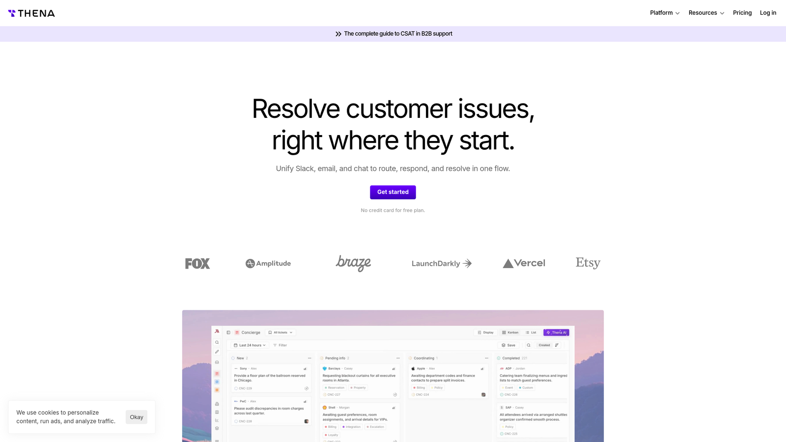 Screenshot of Thena website