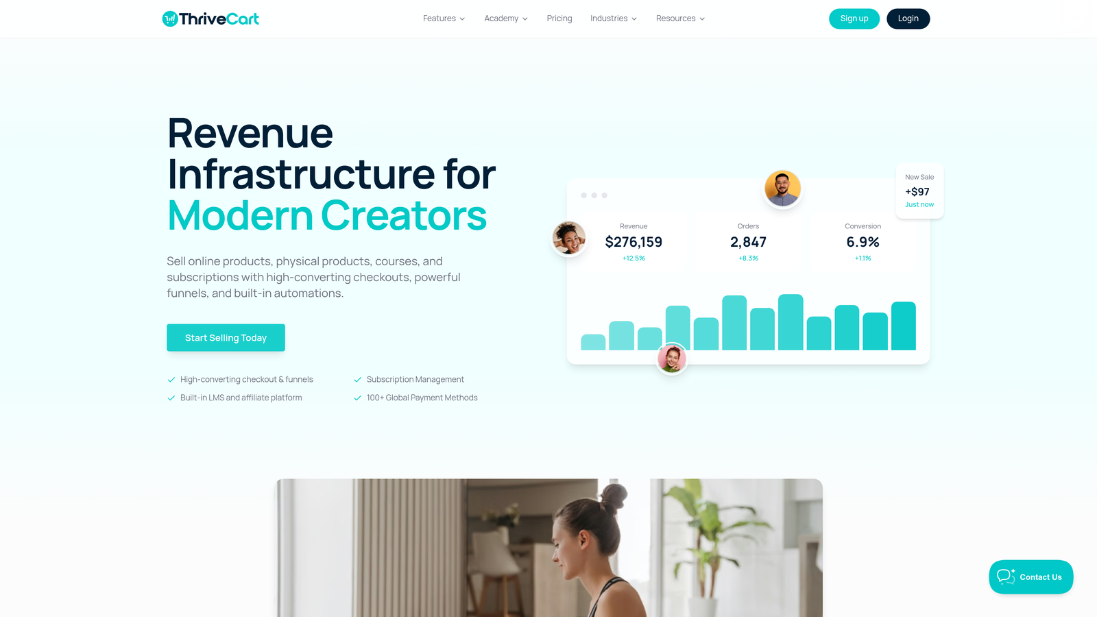 Screenshot of ThriveCart website