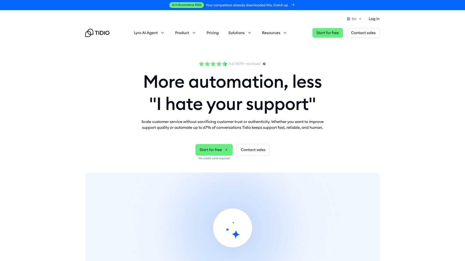 Screenshot of Tidio website