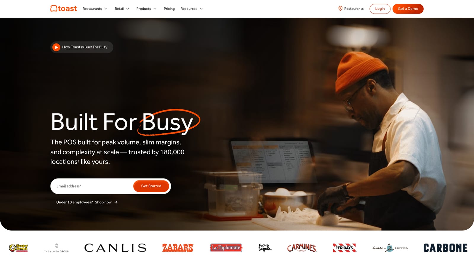Screenshot of Toast website