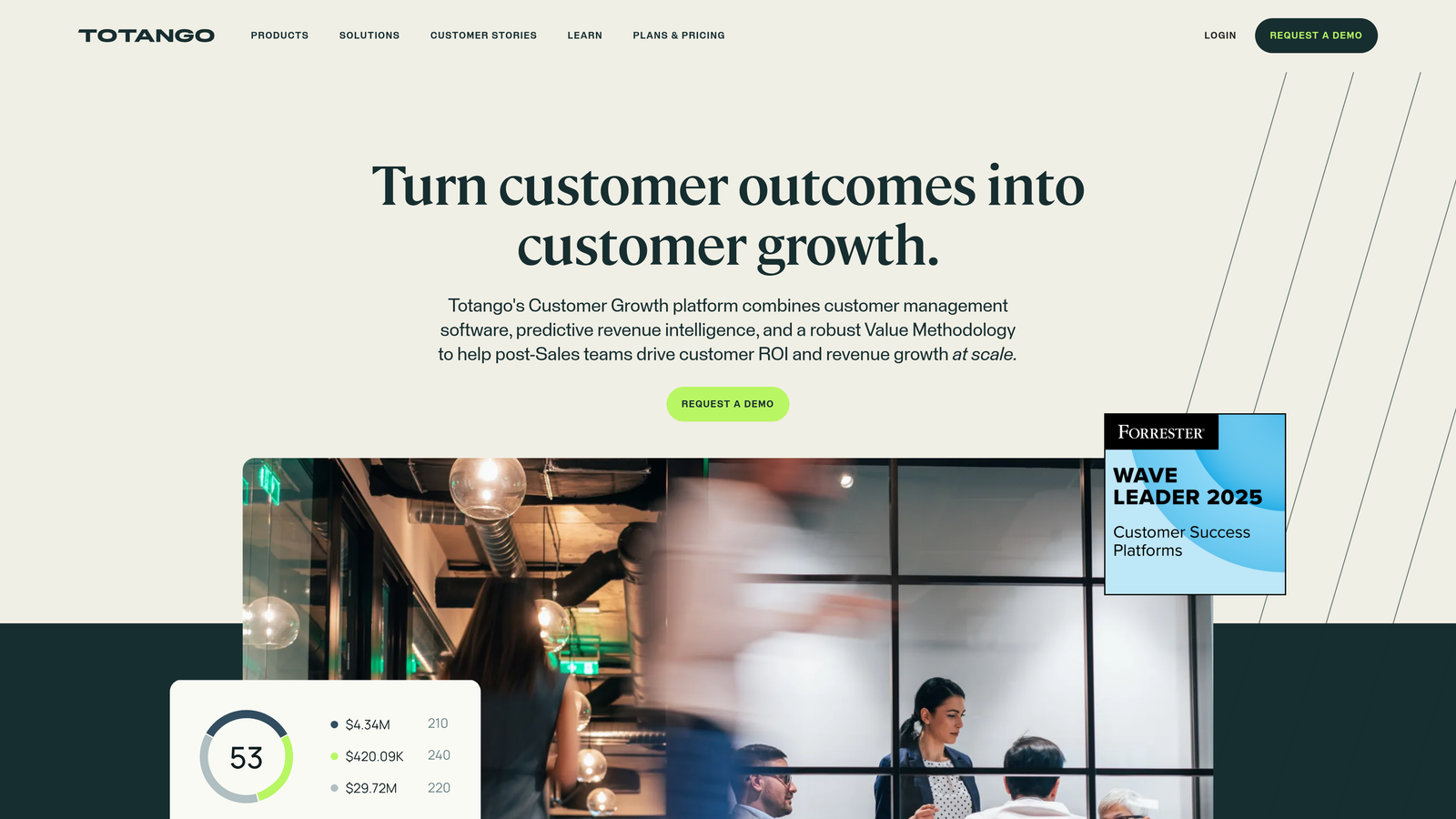 Screenshot of Totango website