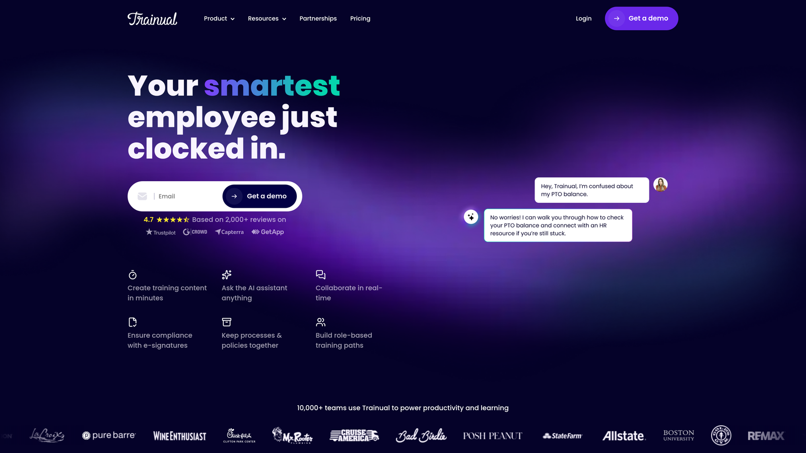 Screenshot of Trainual website