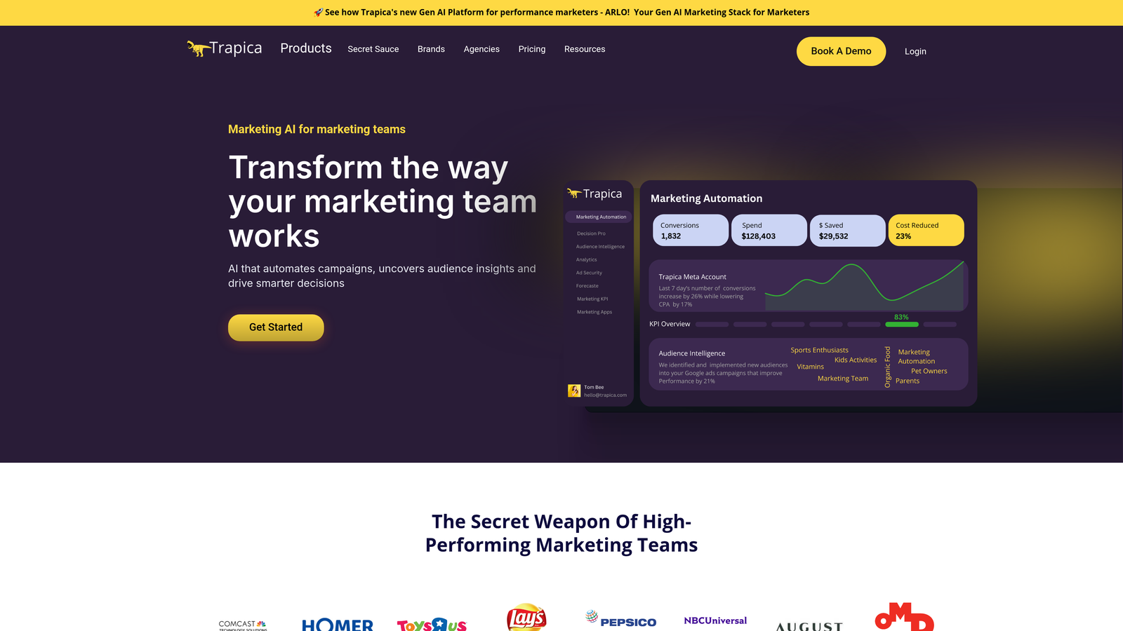 Screenshot of Trapica website