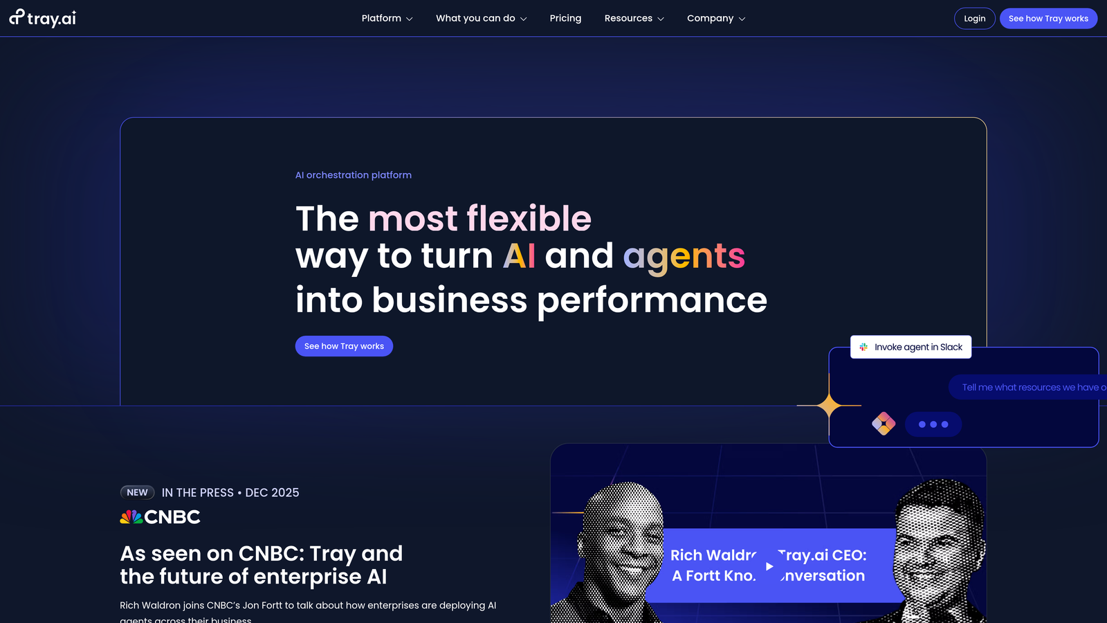 Screenshot of Tray.io website