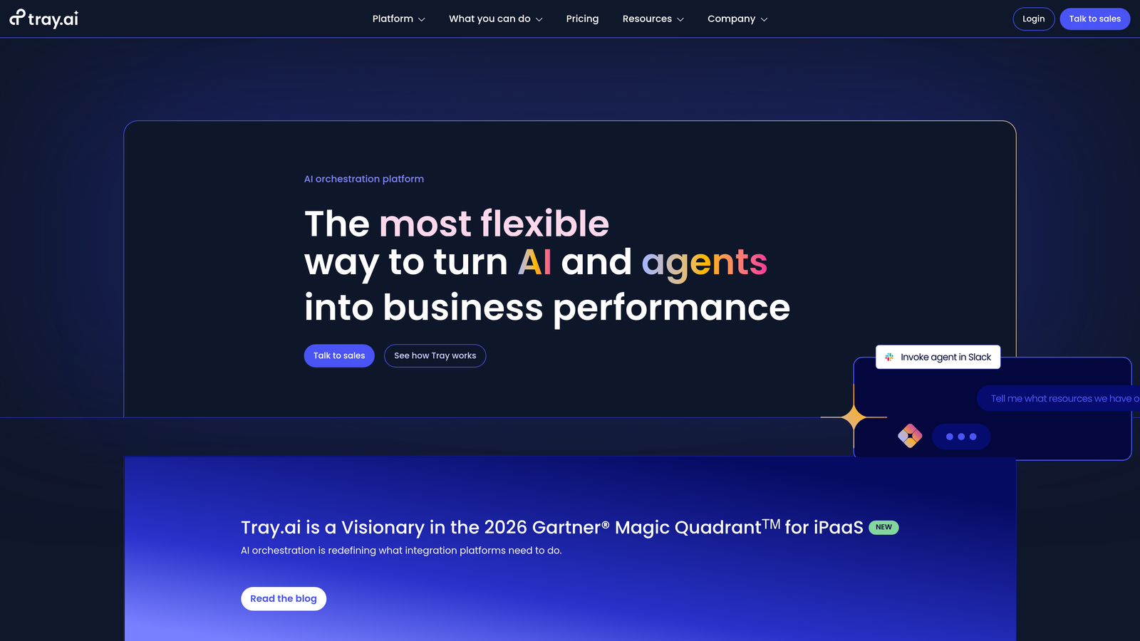 Screenshot of Tray.io website