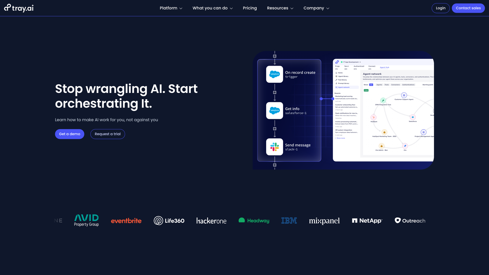 Screenshot of Tray.io website