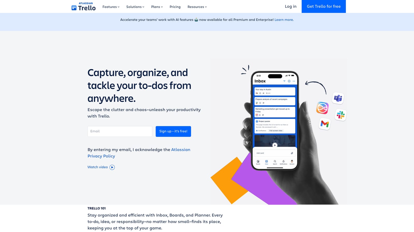 Screenshot of Trello website