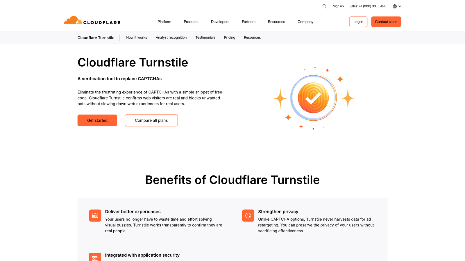 Screenshot of Turnstile by Cloudflare website