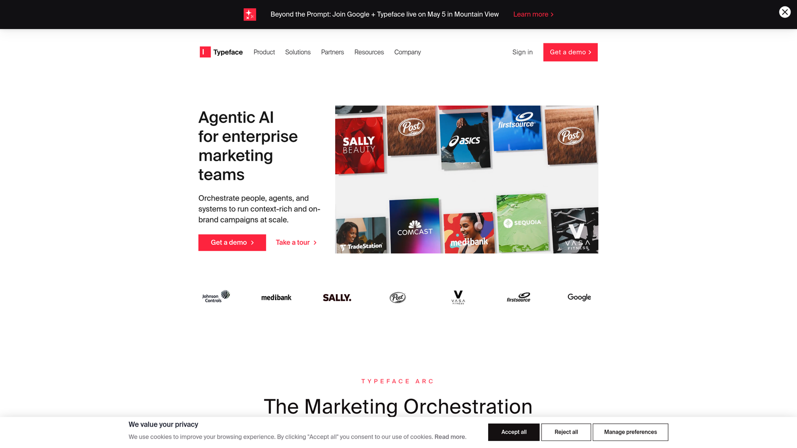 Screenshot of Typeface website