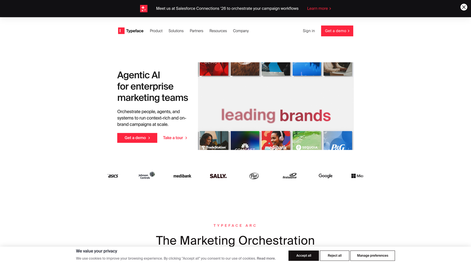 Screenshot of Typeface website