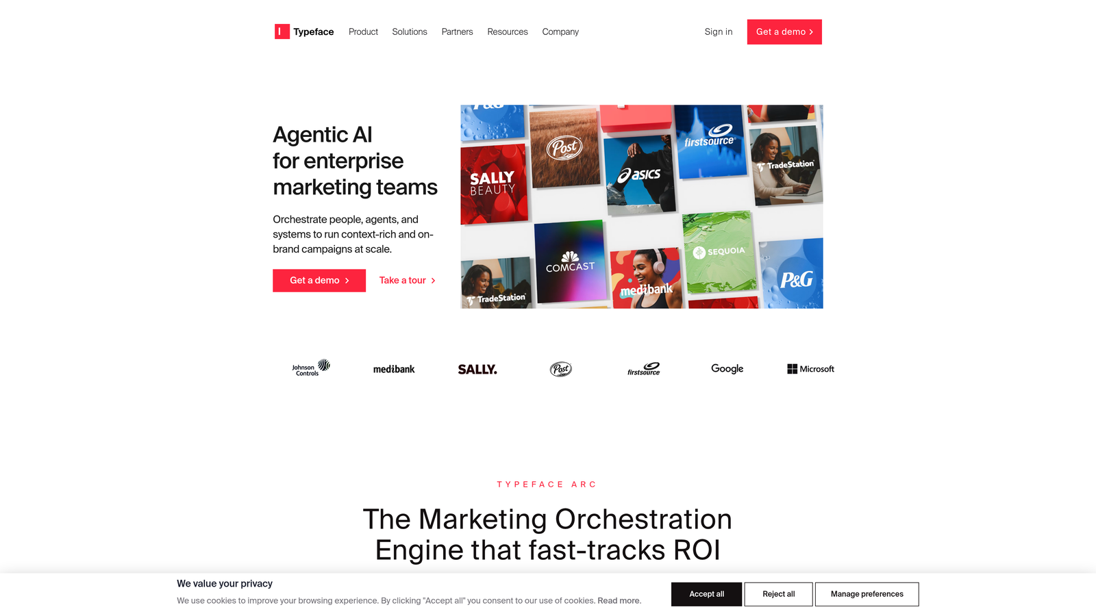 Screenshot of Typeface website
