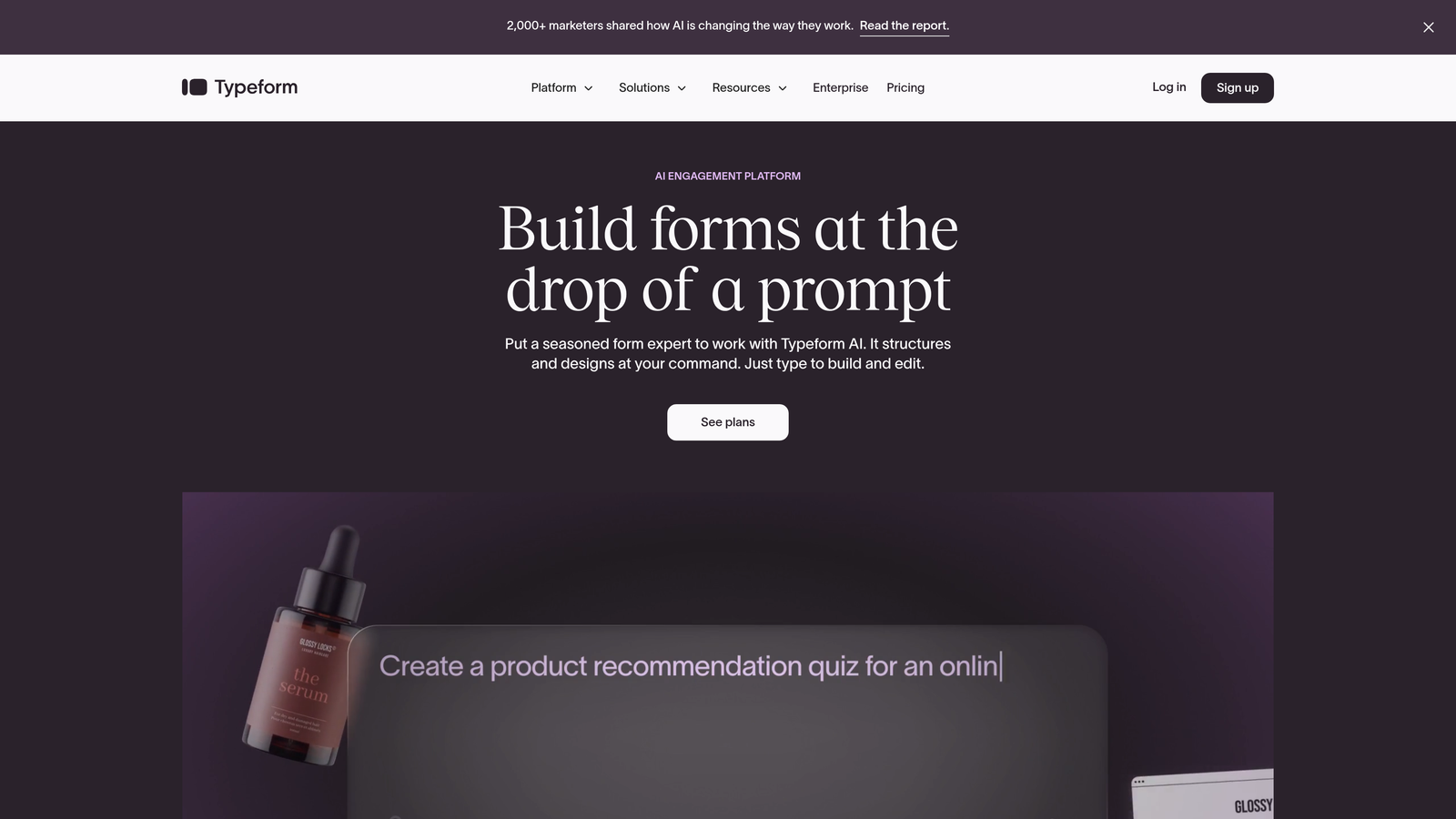 Screenshot of Typeform website