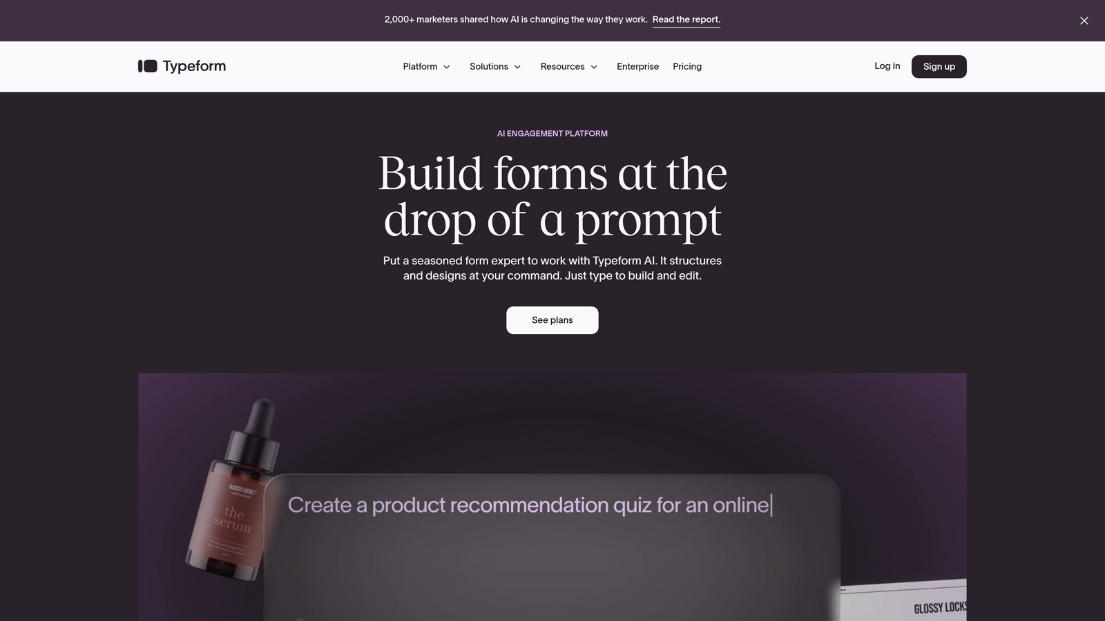 Screenshot of Typeform website