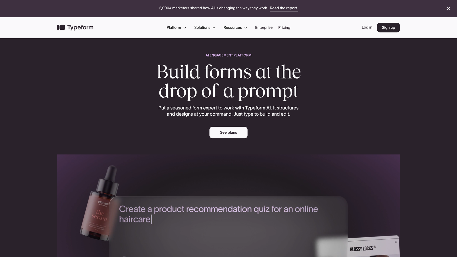 Screenshot of Typeform website