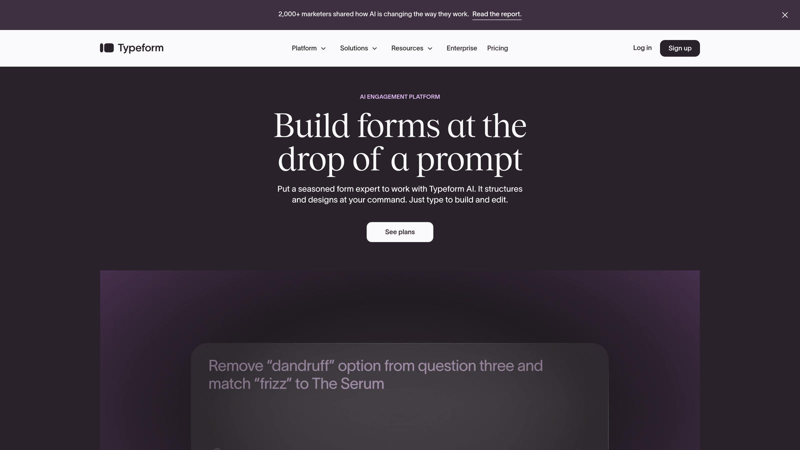 Screenshot of Typeform website