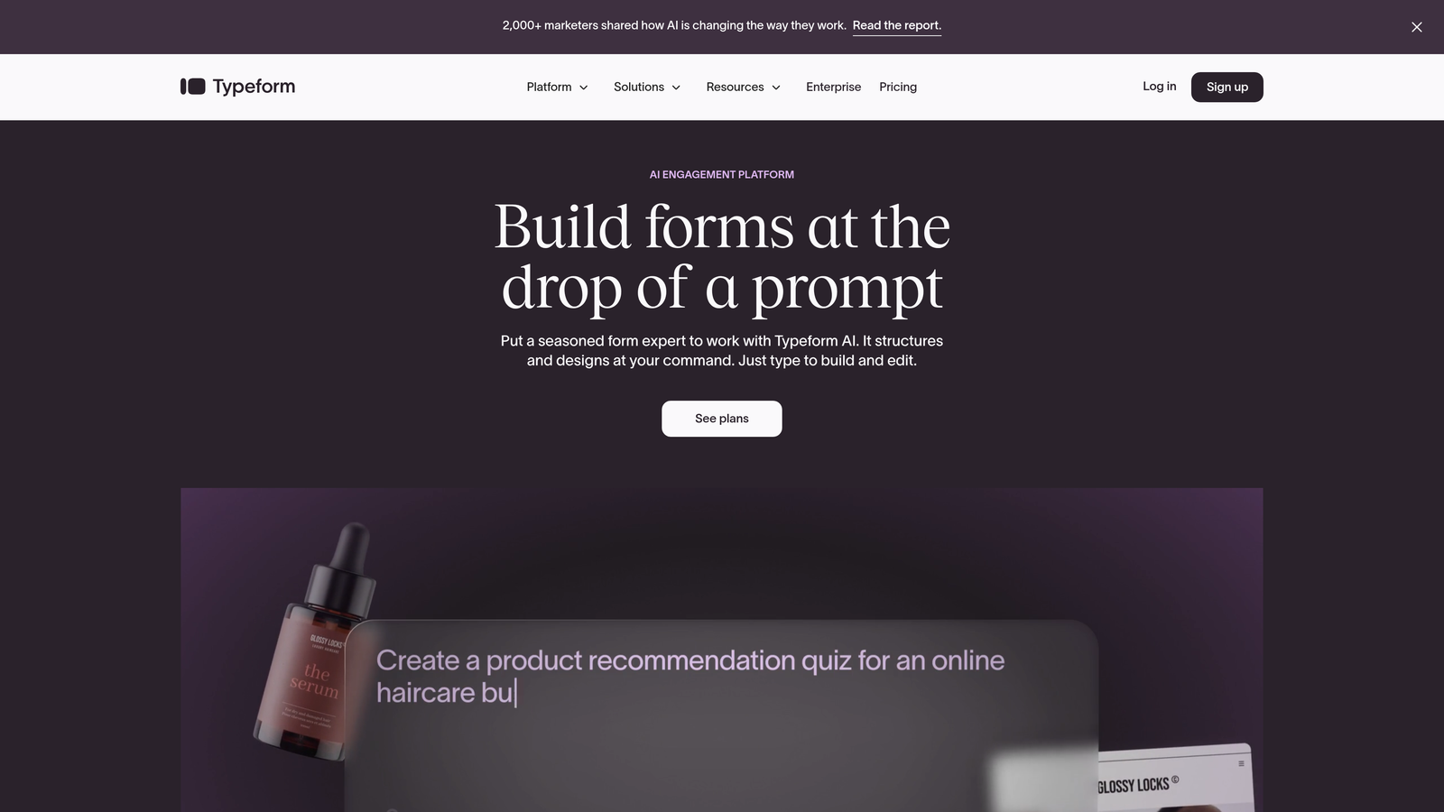 Screenshot of Typeform website