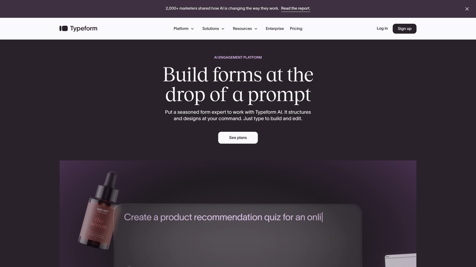 Screenshot of Typeform website