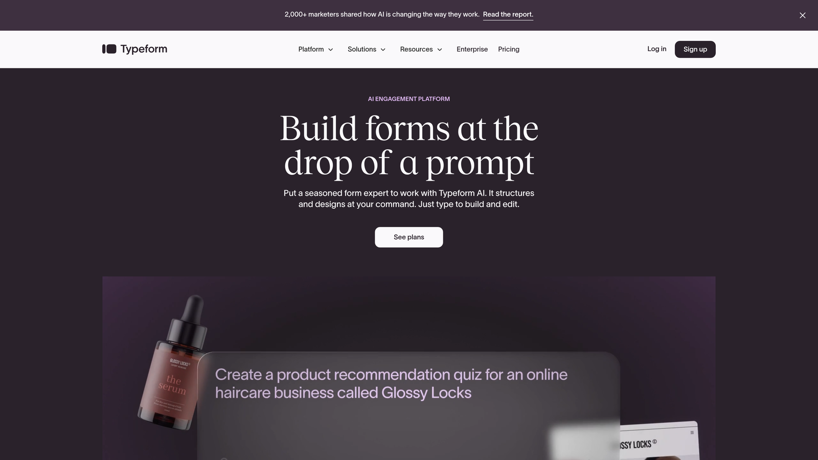 Screenshot of Typeform website