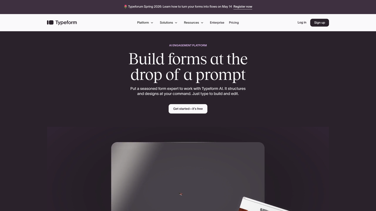 Screenshot of Typeform website