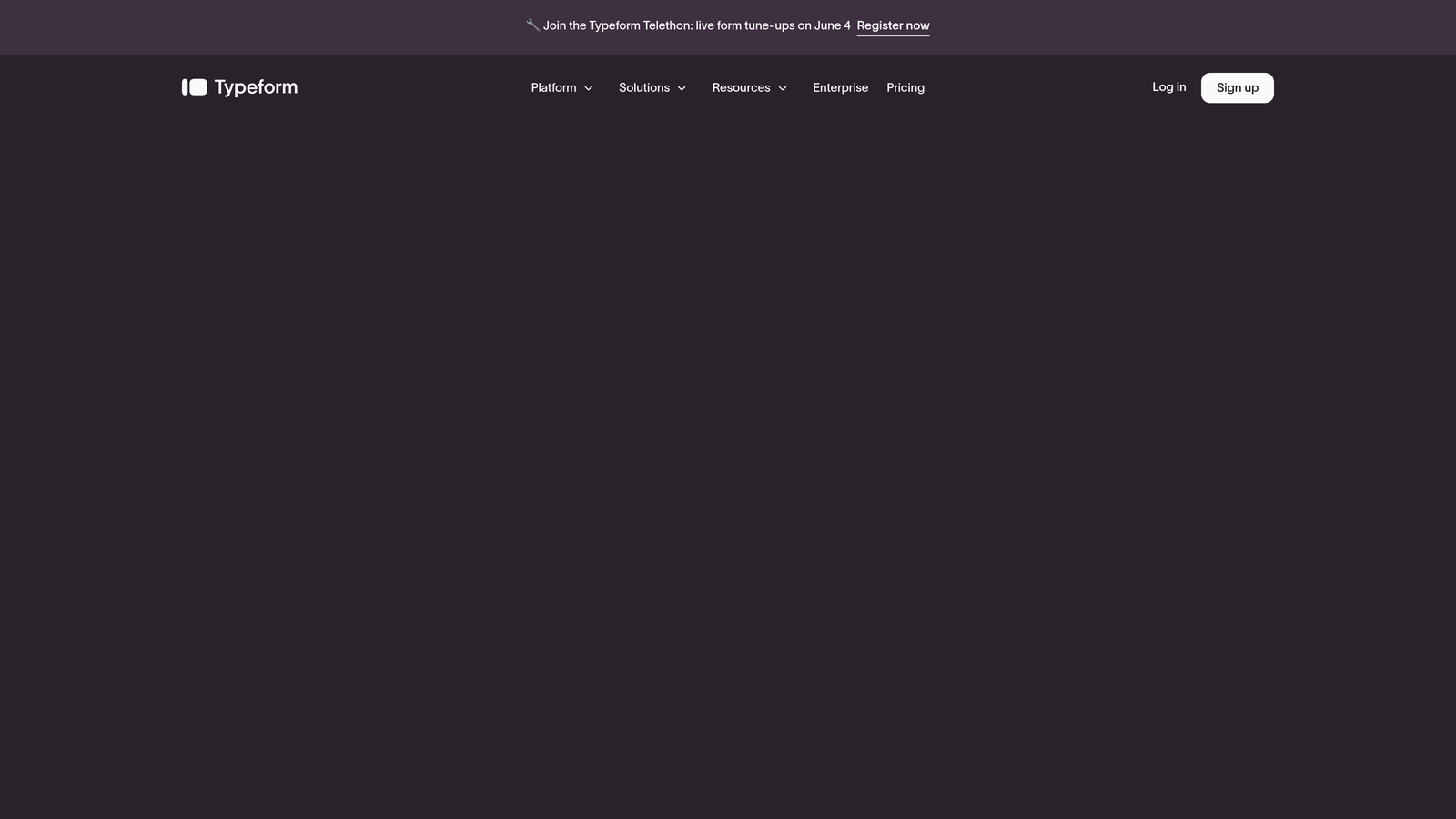 Screenshot of Typeform website