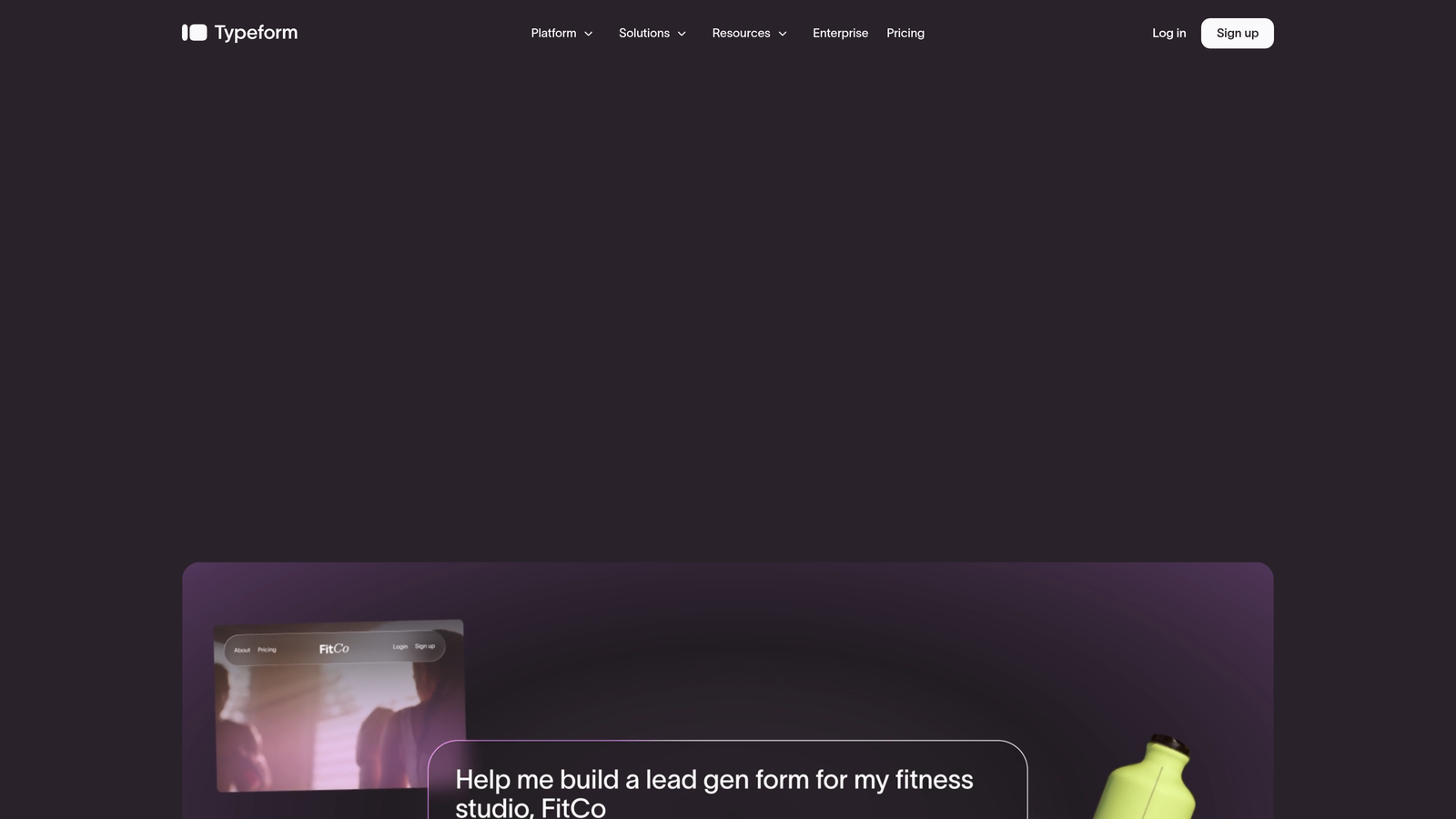 Screenshot of Typeform website