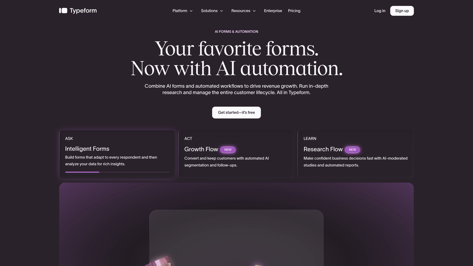 Screenshot of Typeform website