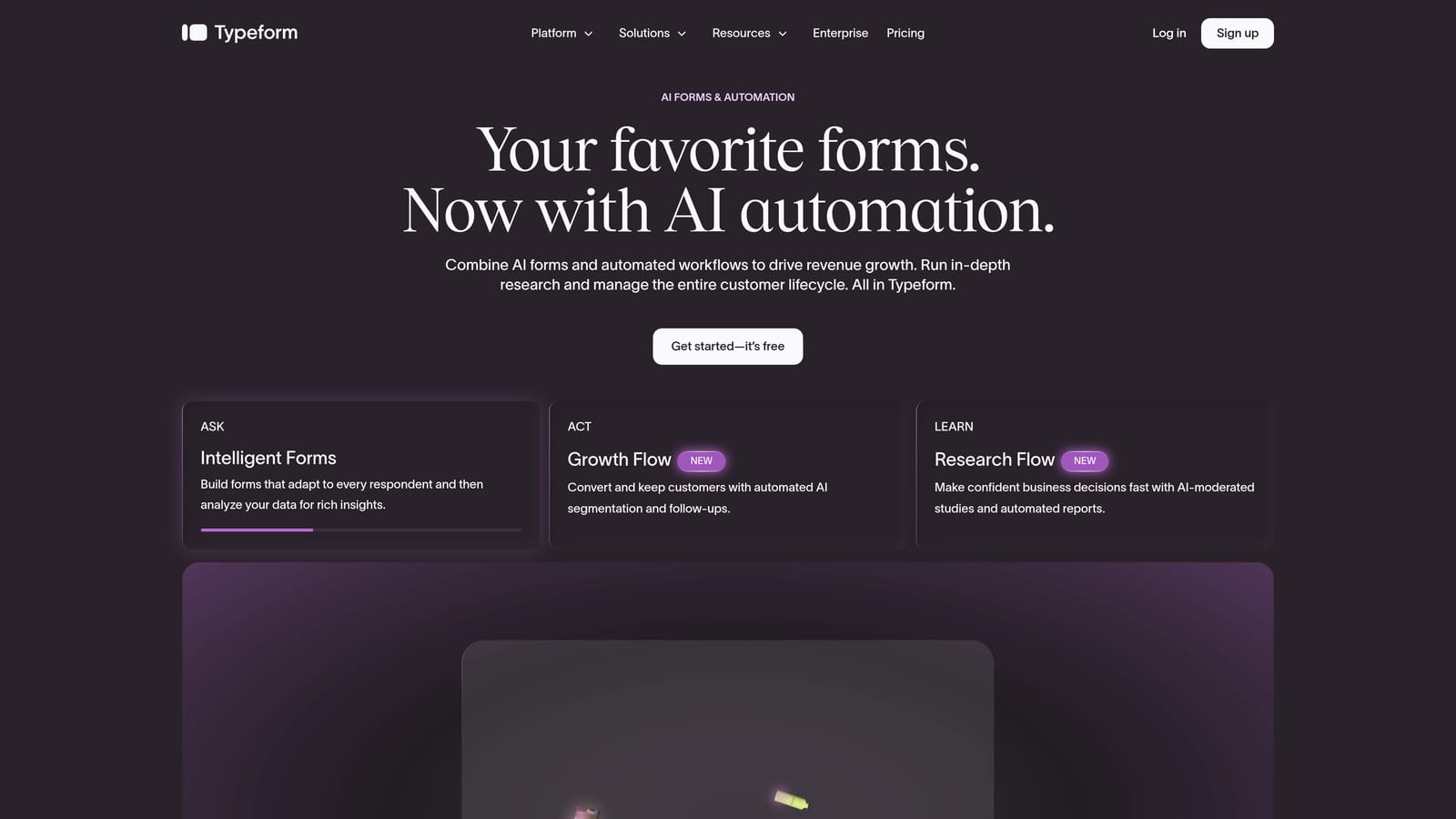 Screenshot of Typeform website