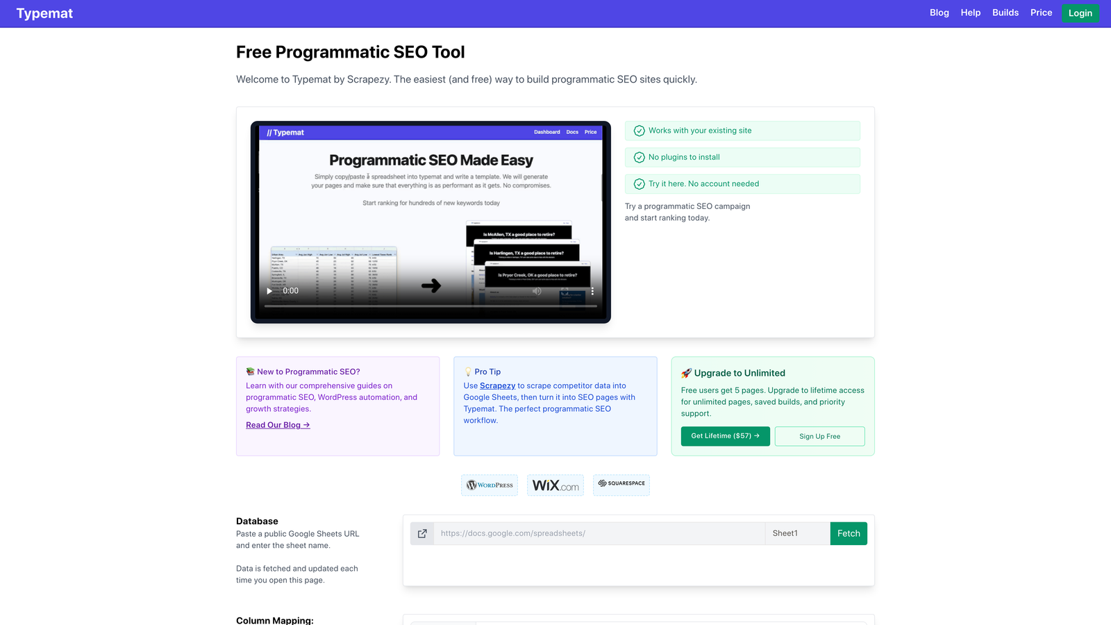 Screenshot of Typemat website