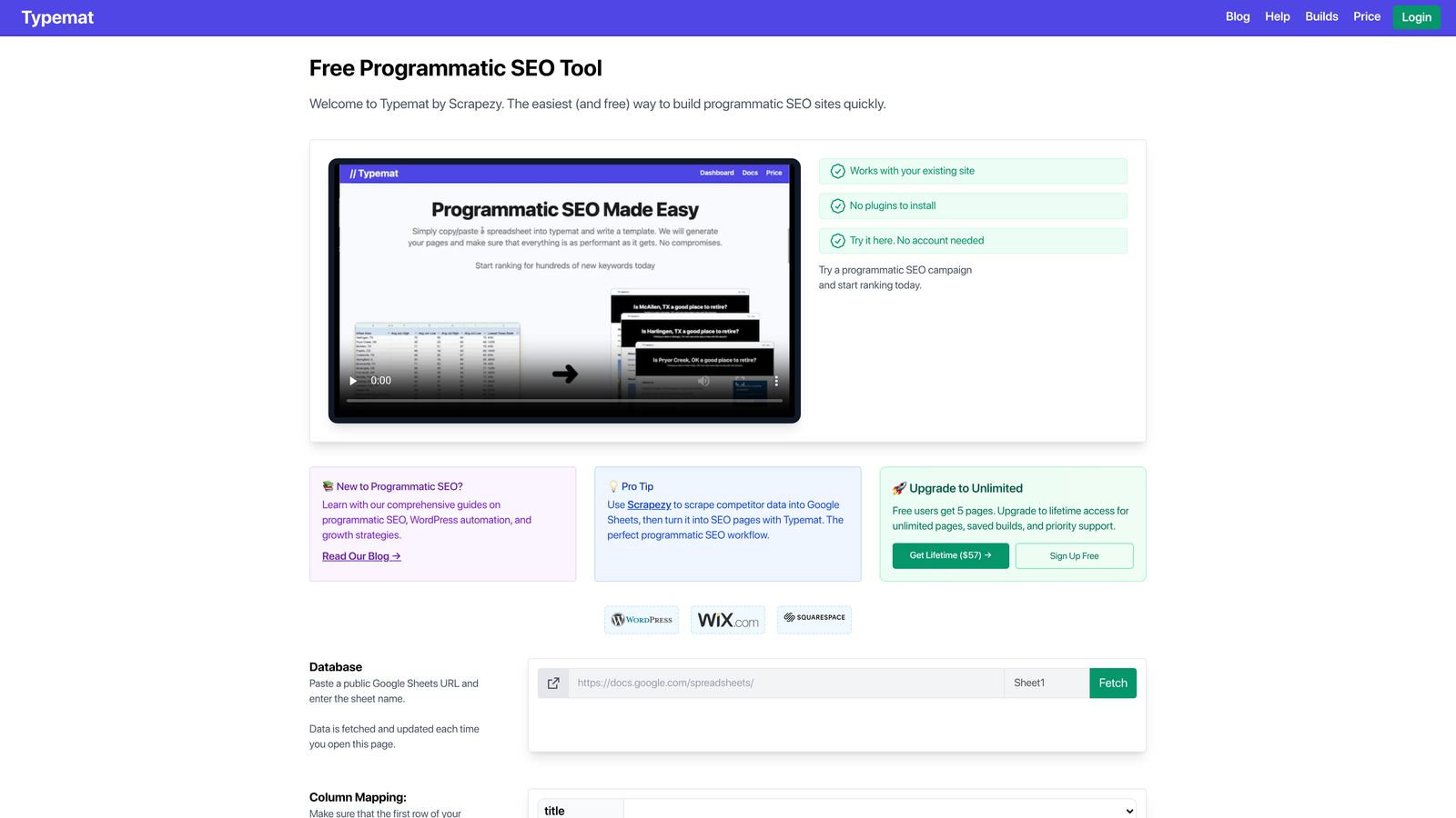 Screenshot of Typemat website