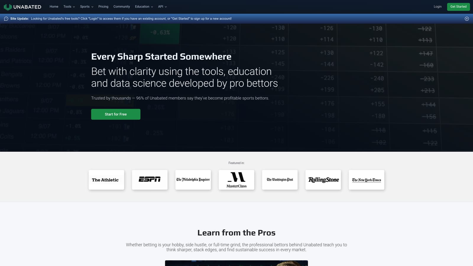 Screenshot of Unabated website