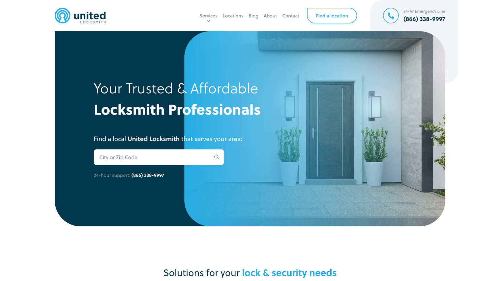 Screenshot of United Locksmith website