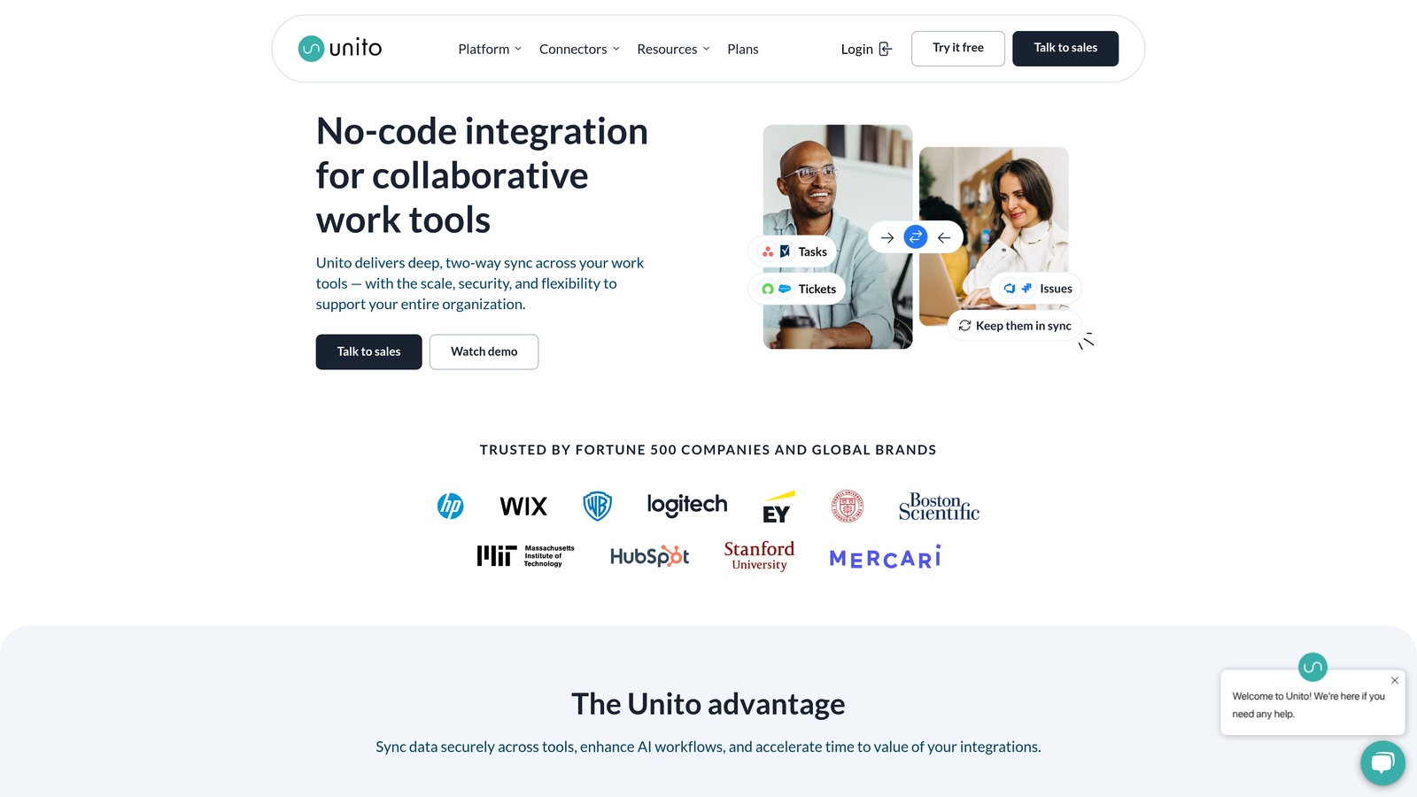 Screenshot of Unito website