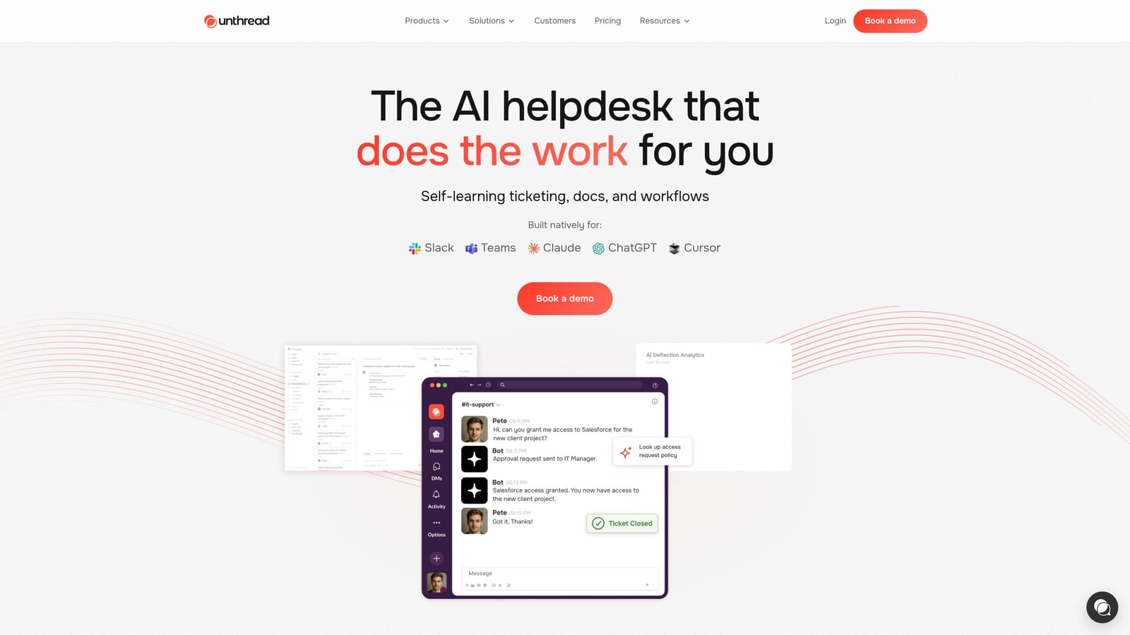 Screenshot of Unthread website