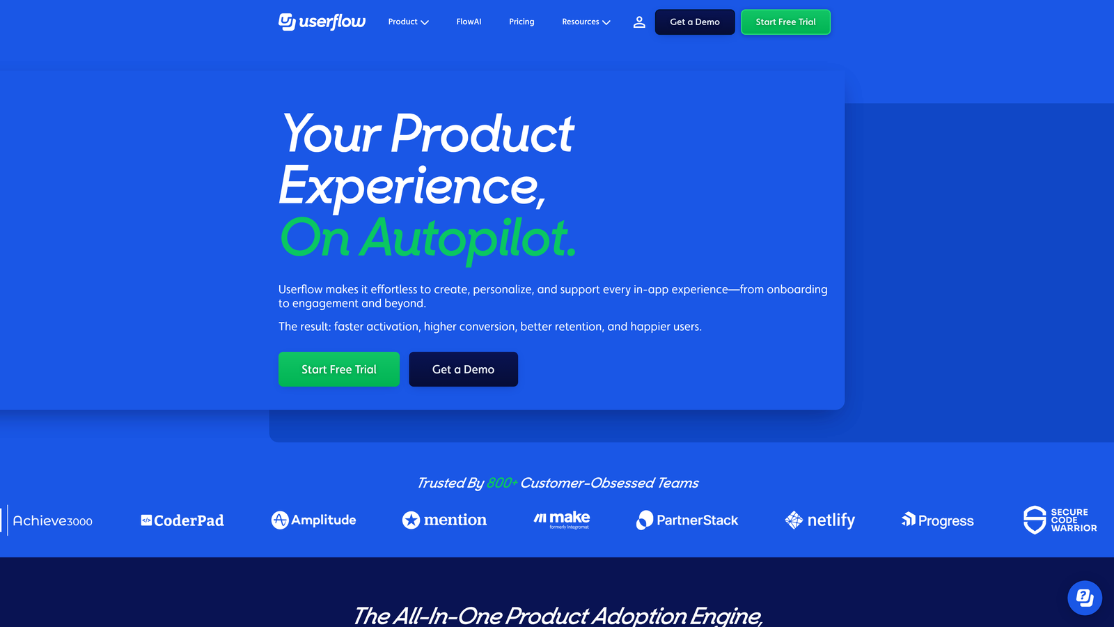 Screenshot of Userflow website