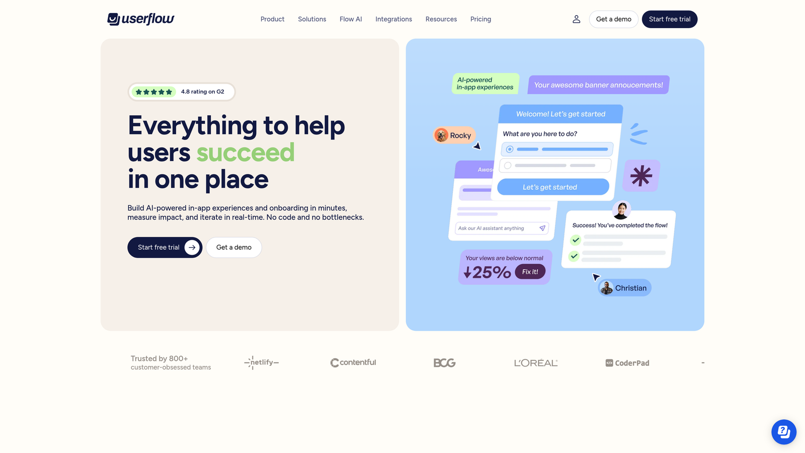 Screenshot of Userflow website